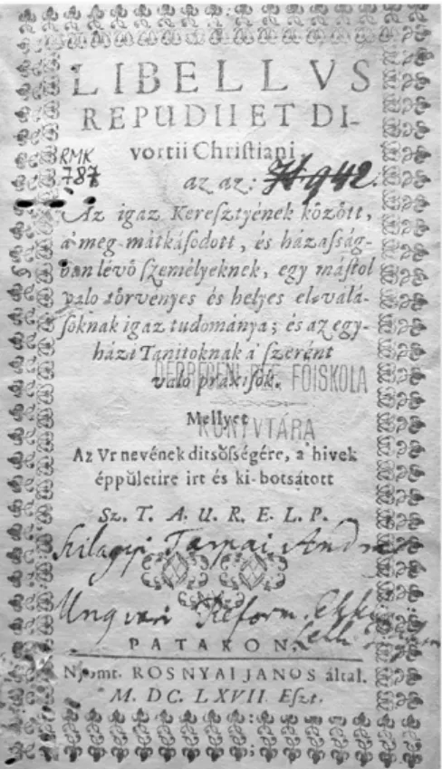 1. kép.Tarpai Szilágyi András Libellus repudii  et divortii Christiani című műve (1667) 14