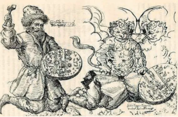 Fig. 1. Samuel Rheen’s illustration of a Sami  shaman from 1671 ** 