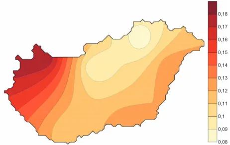 Fig. 2. Spatial differences of average values of  Δ v r  in the whole time period. 