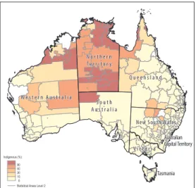Fig. 4. Proportion of the population who identified  as Indigenous in 2011. Source: Custom data extracted  by the authors from ABS Table Builder, 2011 Census.
