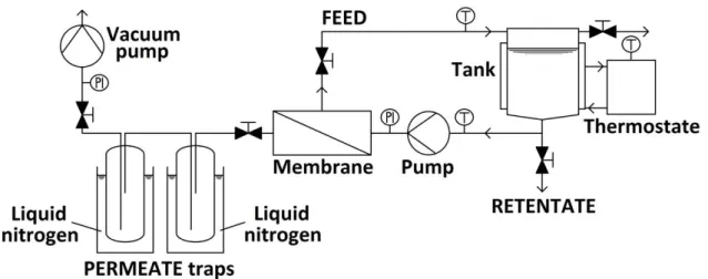 Figure 4 Schematic figure of CM-Celfa P-28 pervaporation unit (Toth &amp; Mizsey 2015)  The vacuum on the permeate side is maintained with VACUUMBRAND PC2003 VARIO vacuum  pump and kept at 2 Torr (2.67 mbar)