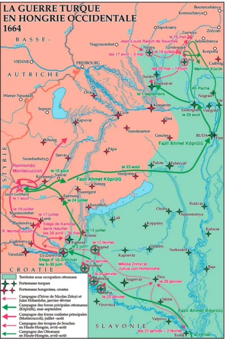 Fig. 2 : Carte de la guerre turque en Hongrie occidentale, 1664.