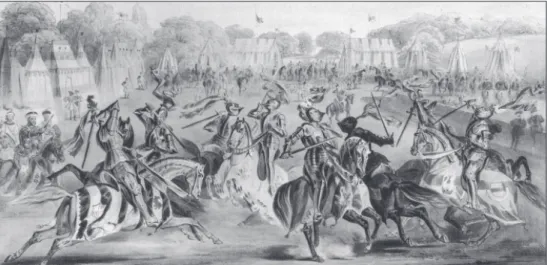 1. kép Az Eglington Tournament csoportos lovagi összecsapása 1839-ben (Anstruther 188.)
