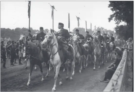 3. kép Bábolnai harsonások felvonulása (valószínűleg az 1933-as gödöllői cserkész jamboreen)