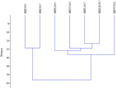 5. ábra A vizsgált terület növényzetének hierarchikus klaszteranalízise (UPGMA)  Figure 5