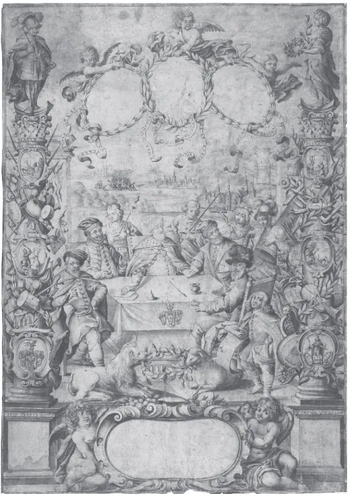 1. kép: Ismeretlen művész: Potmani Péter tézislapja. Előkészítő rajz, 1665.  
