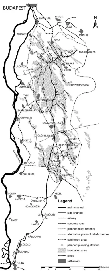 Fig. 3. Map of the territory managed by the Danube Valley Drainage and Irrigation Association