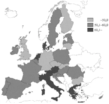 1. ábra. Az élelmiszer-ellátás fő terület kompozit indexének értékei EU-tagországonként, 2010 