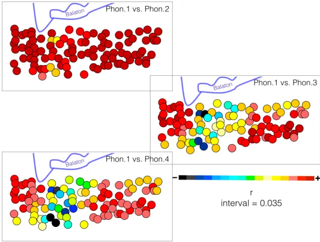 Figure  5.  Correlation  maps  of  The  Linguistic  Atlas  of  Somogy  and  Zala  Counties