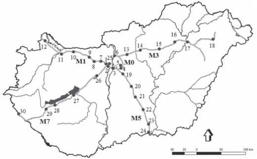 Figure 1.  Map of highways and the sampling sites. The code of sampling sites can be found in Table 1