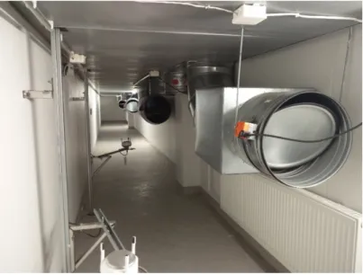 Figure 4. Supply air duct corridor and classroom-specific ducts’ terminal units in the basement