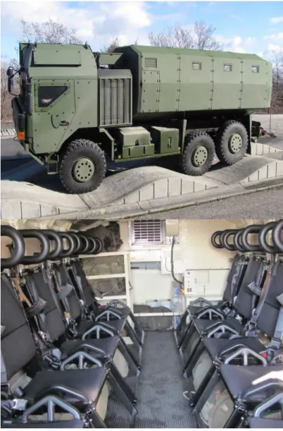 A védett, zárt felépítmény  (39. ábra) egy kiegészítő páncélkészlet  fogadására gyárilag előkészített fülkével ellátott RÁBA H18.240  típu-sú  katonai  terepjáró-tehergépkocsi  bázisán  került  kialakításra,  és  RÁBA H18.240 DAEZ-111 márkanéven vált ismer