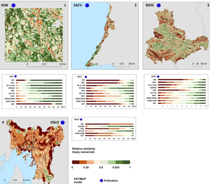 Fig. 3. FN maps displaying spatial agreement between locally adapted ESTIMAP pollination models and their corresponding continental scale models