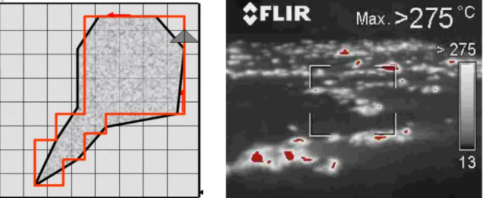 17. kép. A tűz utáni UAV repülés tervezése és a forró pontok hőkamerával történő   felfedése