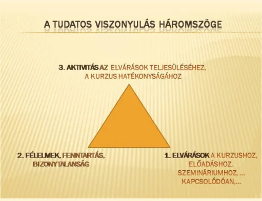 1/2. ábra: A tudatos viszonyulás háromszöge I. 