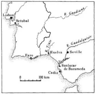 Figure 18. The most important harbours of  Portugal and Southwest Spain (N.J.G. Pounds: 