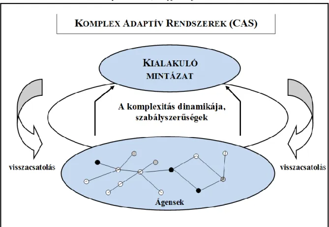 1. ábra: A komplex adaptív rendszerek általános felépítése és logikája. Forrás: (Kaisler –  Madey, 2009: 13) alapján saját szerkesztés 