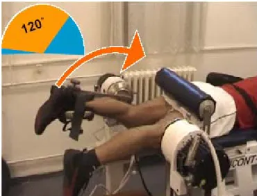 Figure 1. Eccentric exercise which consisted of six sets of 15 single leg MVC, using their  non-dominant knee extensors