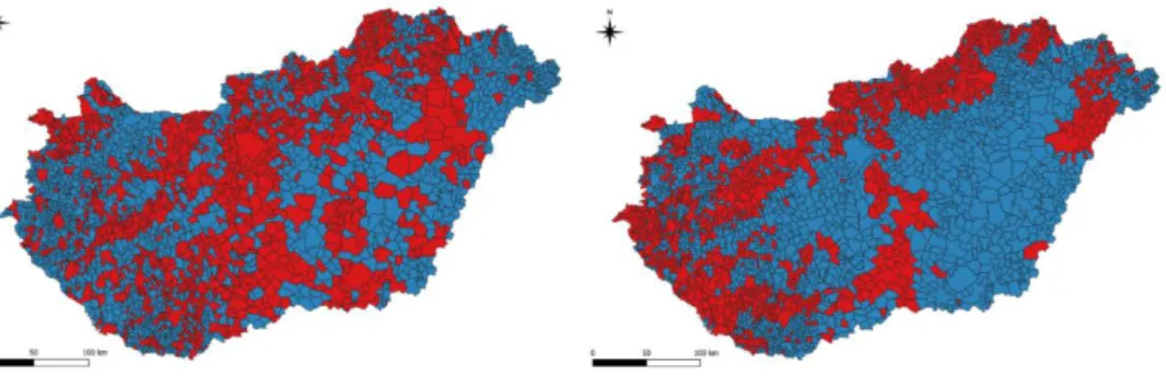 Figure 1: Trash transported per capita per settlement compared to the national  average (left); extent of forest cover per settlement compared to the national 