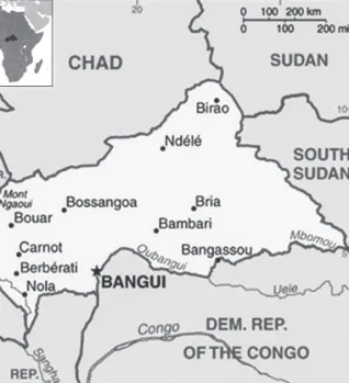 1. ábra A Közép-afrikai Köztársaság  elhelyezkedése a kontinensen Forrás: https://www.cia.gov/library/