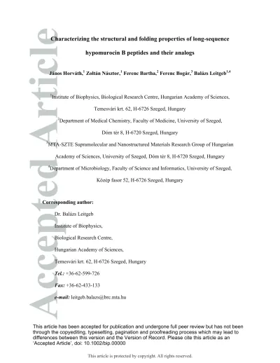 Characterizing The Structural And Folding Properties Of Long-sequence ...