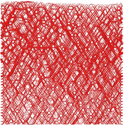 Figure 2.12 Contact forces between particles in the initial state of a DEM simulation