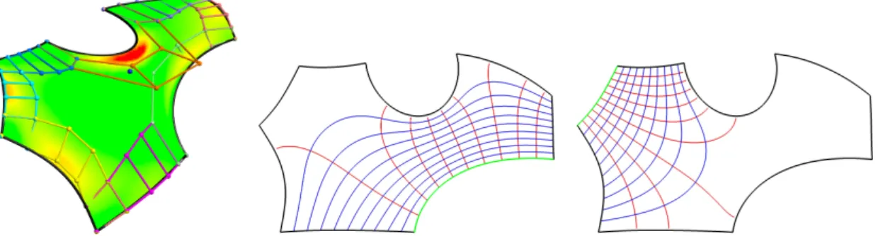 Figure 7.5: CD Bézier surface and barycentric ( s, h ) parameterizations.