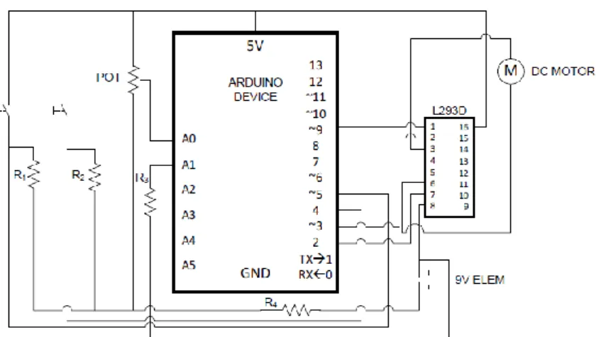 22. ábra: Arduino feszültségmérő áramkör [81][MJ115] 