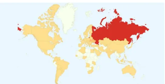 Figure 1.1: The countries are attacked by WannaCry ransomware [12] 