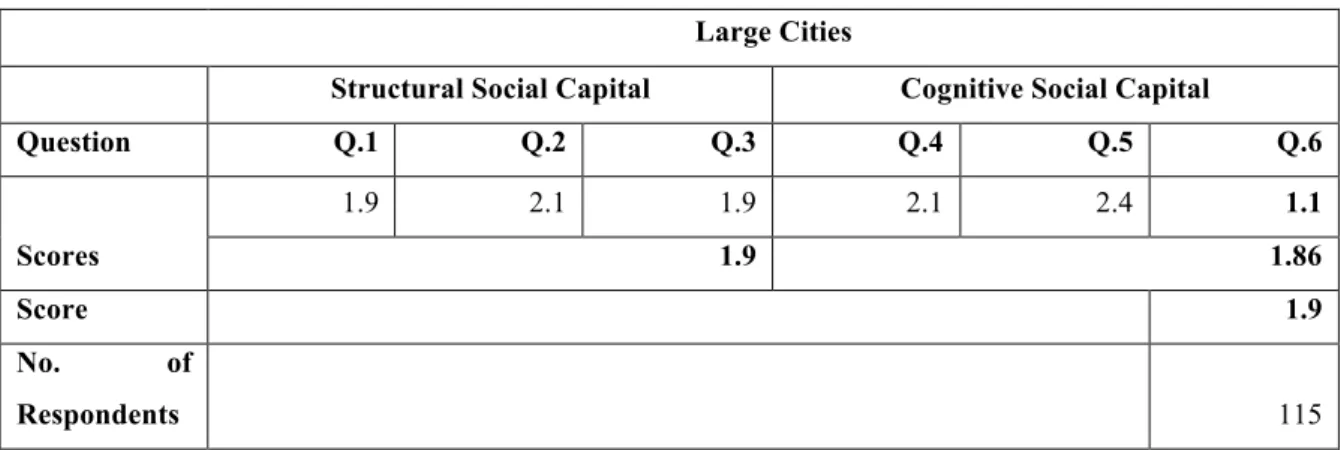 Table 1. The number of respondents by cities' categories 