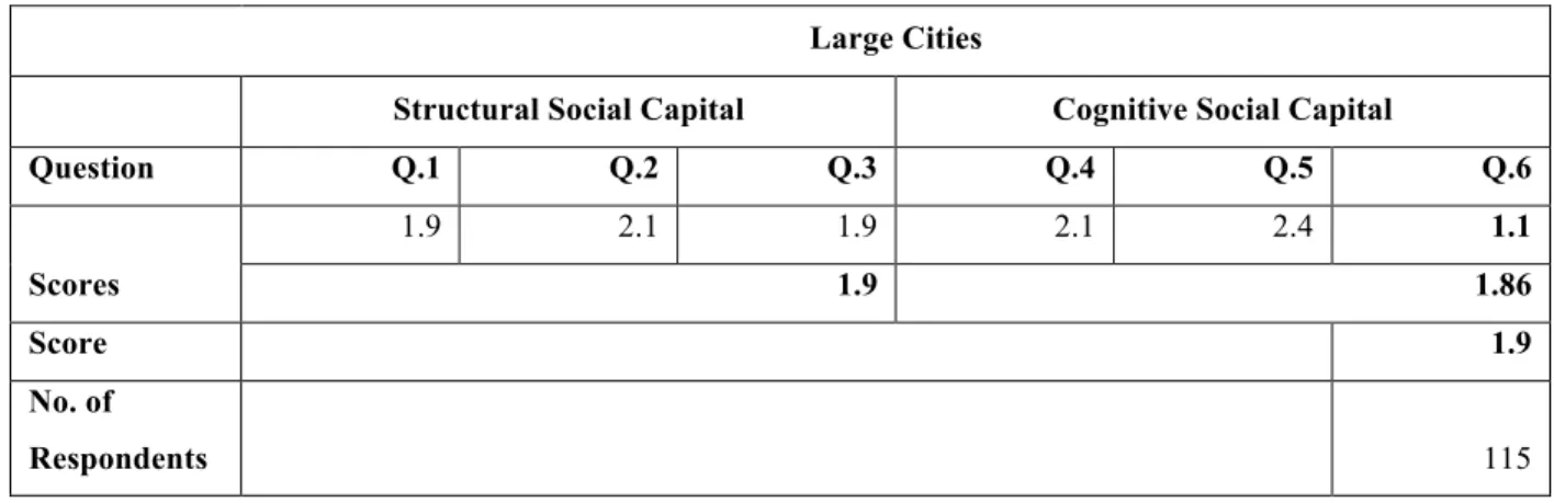Table 5. The social capital level in large Albanian cities 