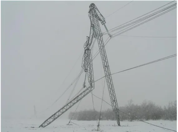 22. ábra. A Munkács-Sajószöged 400 kV-os kikötött portál oszlop károsodása [13] 