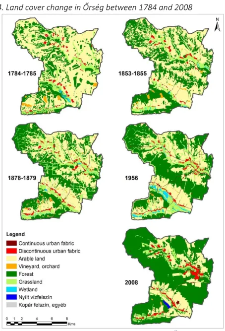 Figure 4: Land cover change of the territory identified as Őrség by 90% of  the interviewees 