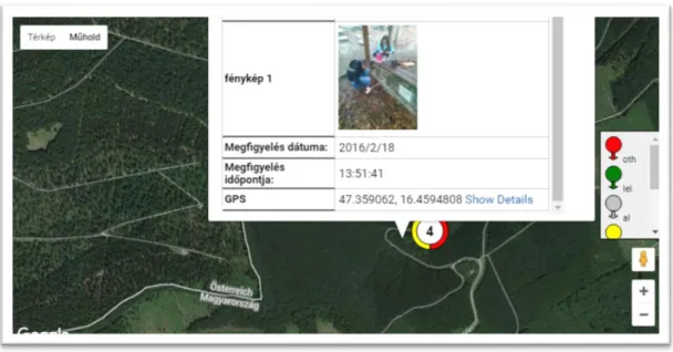 A projektben bejárt, a mobiltelefonok által rögzített utat a 24. ábra mutatja. A terepi  munkát  ismertető  képek  a  Google  Earth  alkalmazásból  kivágottak  és  úgy  készültek,  hogy  a  terepbejárás bejárt útvonalának GPS koordinátái alapján egy *.kml 