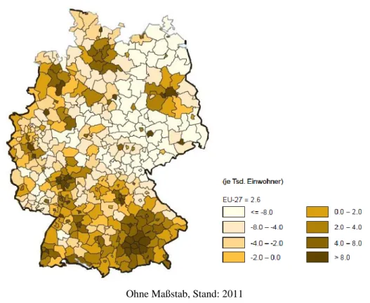 Abbildung 4: Bevölkerungswachstum in Deutschland (nach NUTS-3-Regionen) 
