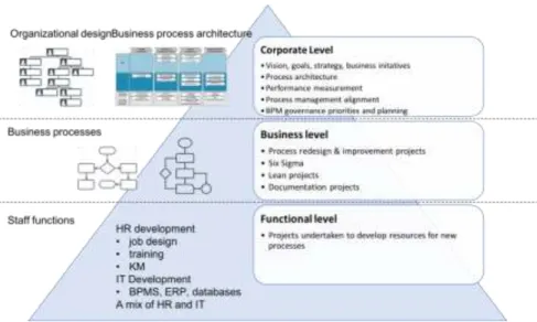 Figure 19 expresses that vision, goals and strategy are on the same  organizational level than  Business Process Management