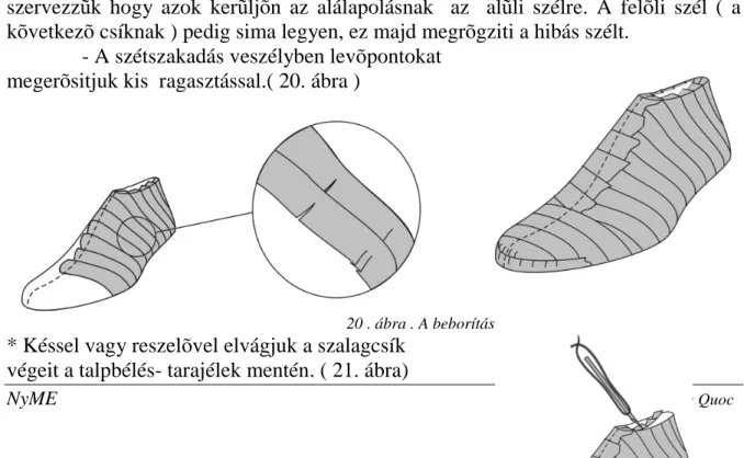 19. ábra. Sikba teritett kaptafa ter ũ let                          a merev hártya módszer szerint                         a) kettõs tõrõvonalú; b) mokaszin 