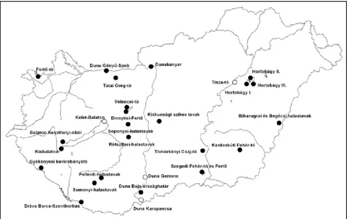 1. térkép: Az MVM monitoringterületek földrajzi elhelyezkedése     (forrás: NYME-Vadgazdálkodási és Gerinces Állattani Intézet) 