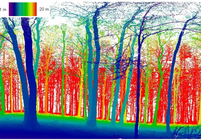 Figure 2-11. Range image: range data stored in a raster. Rows and columns represent constant scanner angle  values