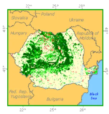 13. ábra: Románia erdővel borított területe 