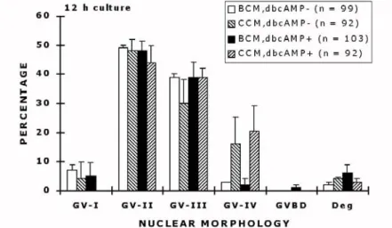 Fig 14. Nuclear morphology (mean ± SEM) of oocytes after 12 h of culture of four different treatments