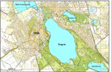 1. ábra: A tatai Öreg-tó elhelyezkedése 