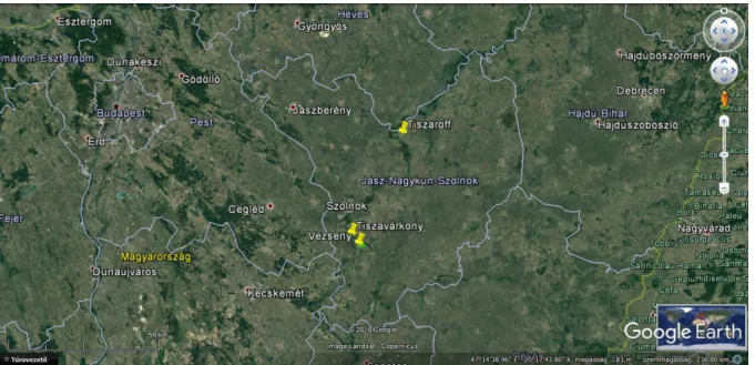 A vizsgált terület a Közép-Tiszai Tájvédelmi Körzetben találhatóak  (1. kép) . Az els terület  Tiszavárkony  község  közelében  (2