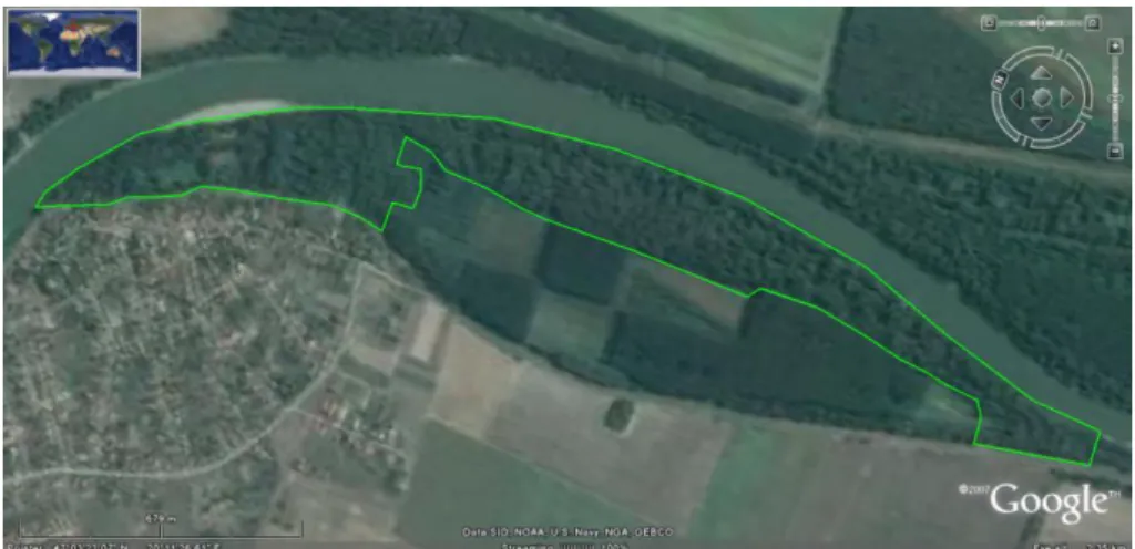 3. kép: A vezsenyi vizsgálati terület (Google Earth Pro fedvény) 