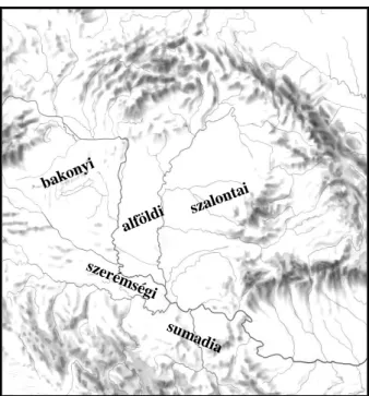1. ábra. A mangalica fajtacsoport kialakulásában szerepet játszó fajták  jellemző földrajzi elhelyezkedése (M OLNÁR  és mtsai, 2012 nyomán)
