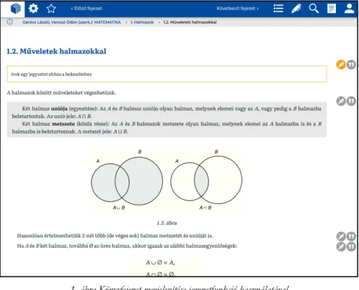 1. ábra Könyvfejezet megjelenítése jegyzetfunkció használatával   az Akadémiai Kiadó MeRSZ adatbázisában  Az online olvasás kényelmi funkciói