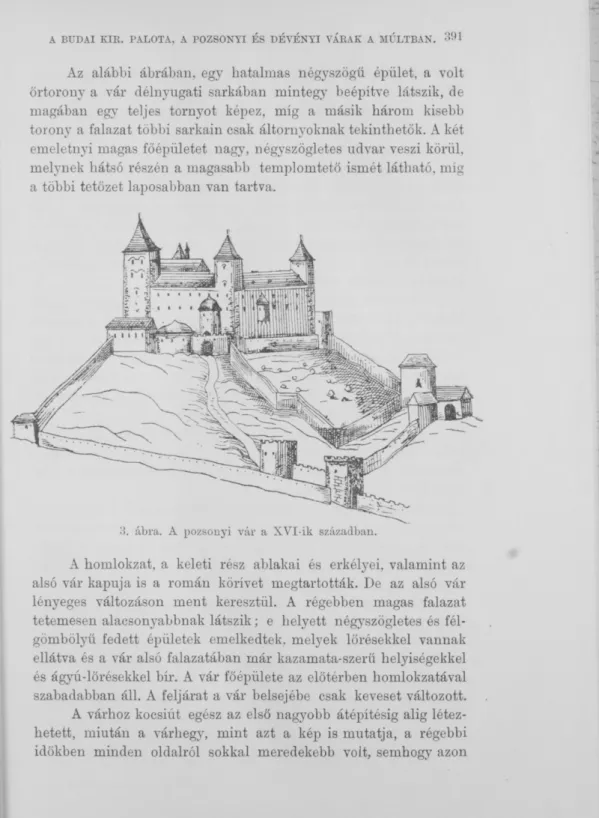 3. ábra. A pozsonyi vár a XVI-ik században. 