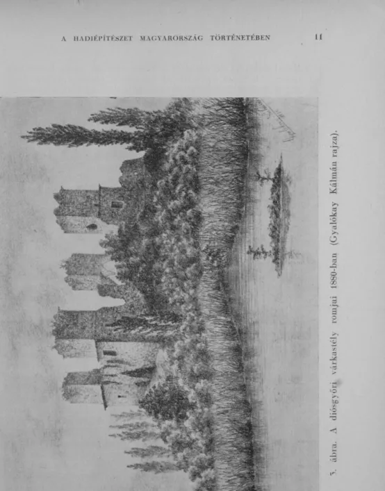 5. ábra. A diósgyőri várkastély romjai 1880-ban (Gyalókay Kálmán rajza). 