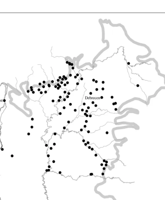 1. térkép.. Parlagoló földművelést folytató települések az Alföldön 1715.  