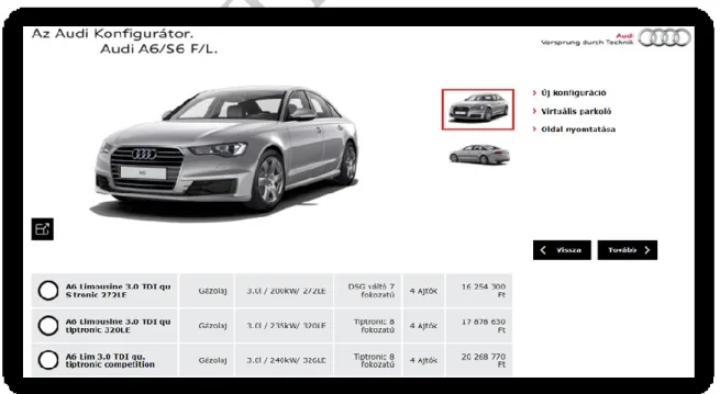3. ábra: Az Audi konfigurátor felülete   
